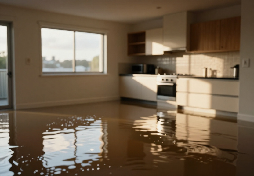 Water-damaged office in Arcadia before cleanup